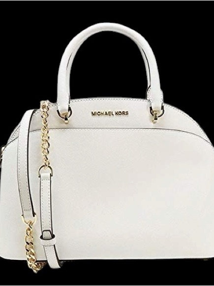 Nwt Michael Kors White Emmy Large Dome Satchel Bag